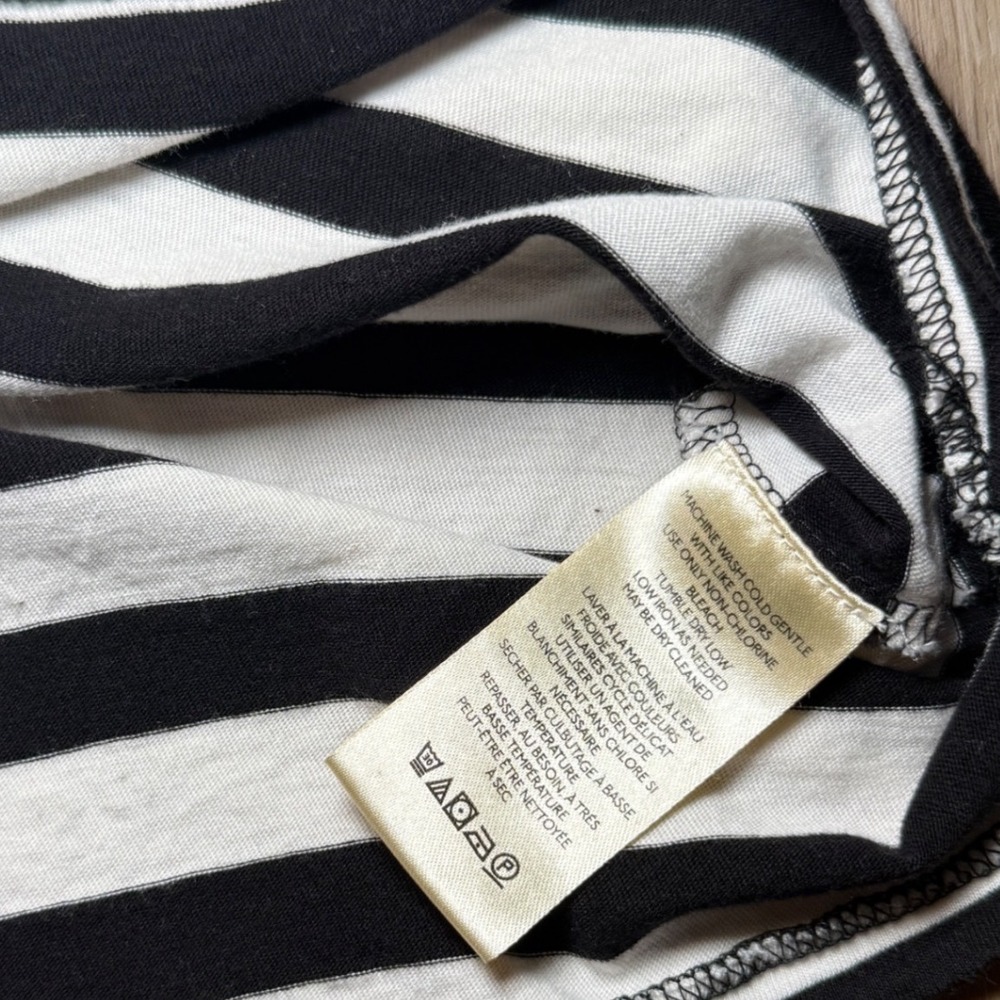 Maeve by Anthropologie One Shoulder Striped Tie Top S Black White Asymmetrical - Picture 3 of 6